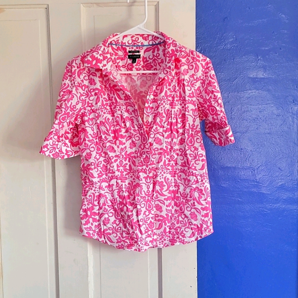 Pink and white Talbot blouse.